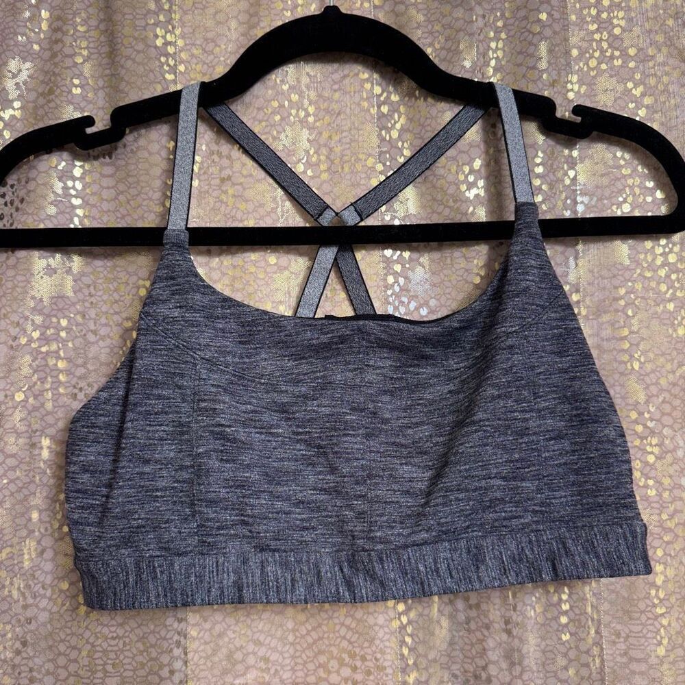 Athleta Women's Essence Gray Silver Cage Back Sports Bra Medium